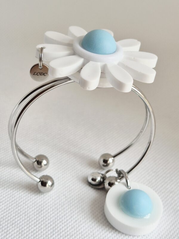 Bracelet Fleur De Lys Breloques Médaillon Central bleu
